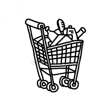 450x450 Illustration Vector Hand Drawn Doodle Of Supermarket Shopping Cart