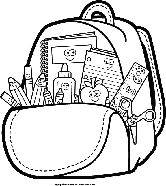575x645 Backpack And Supplies Clipart Beginners Worksheets
