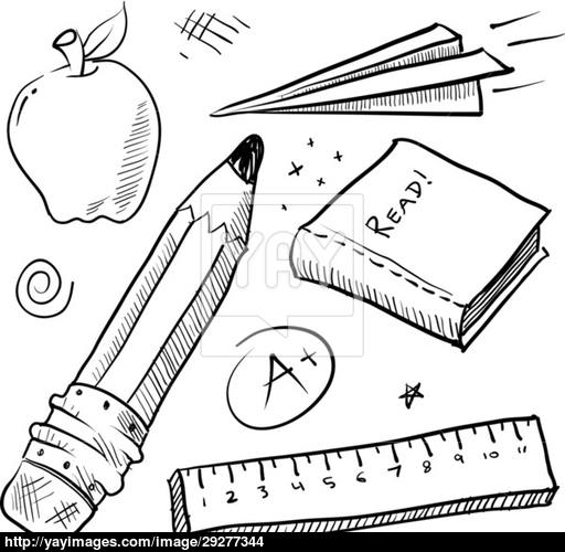 512x500 School Supplies Sketch Vector