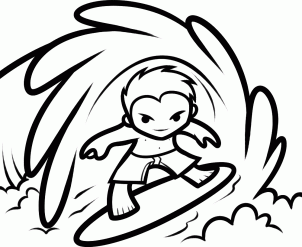 302x247 How To Draw How To Draw A Surfer For Kids