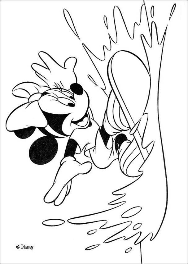 607x850 Minnie Mouse Is Surfing Coloring Pages