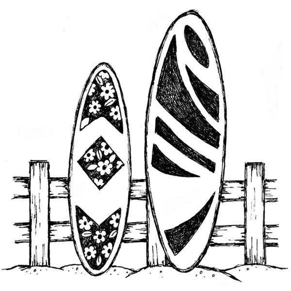 600x600 Surf Boards Rubber Stamp