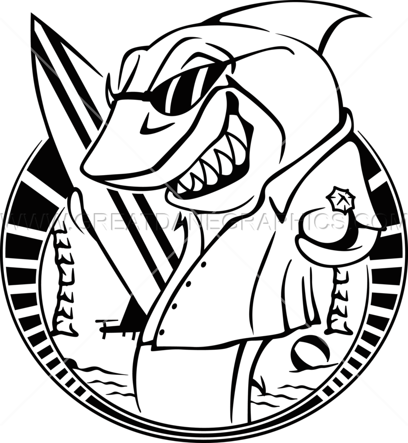 825x896 Surf Shark Production Ready Artwork For T Shirt Printing