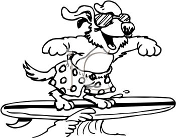 350x276 Picture Of A Cartoon Dog Wearing Glasses And Swim Trunks Surfing