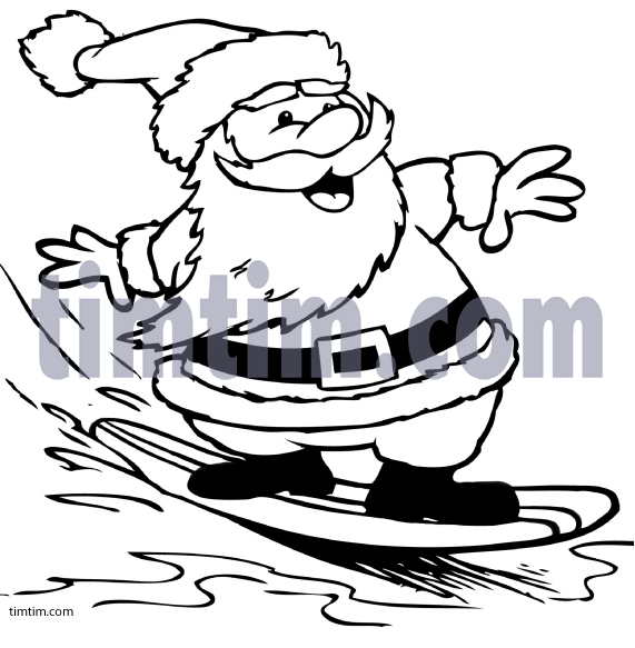 571x583 Surfboard Coloring Free Drawing Of A Surfing Santa Bw