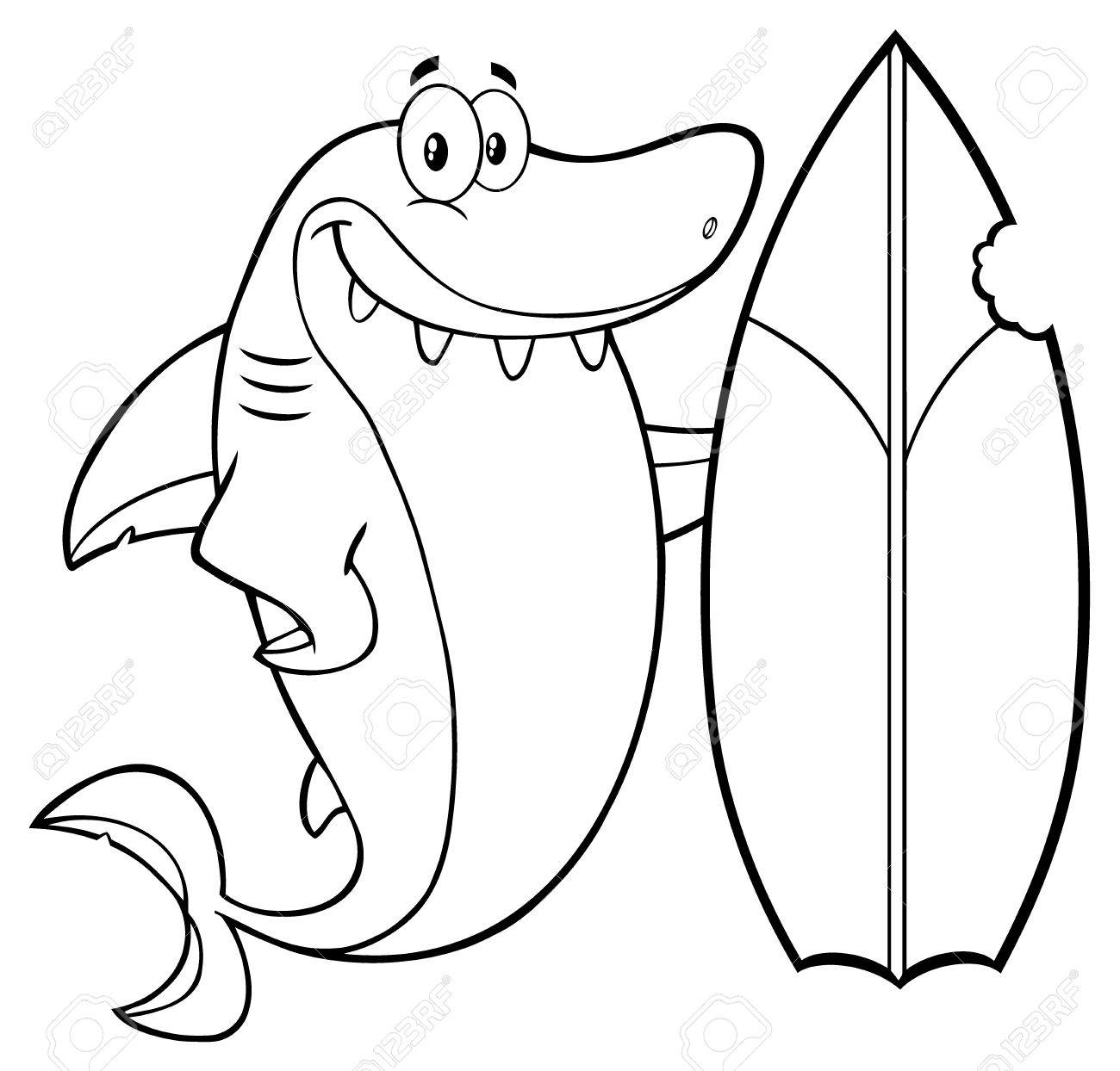 1300x1244 Black And White Smiling Shark Cartoon Mascot Character
