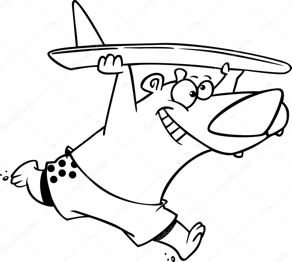 1024x919 Cartoon Bear Surfer Stock Vector Ronleishman