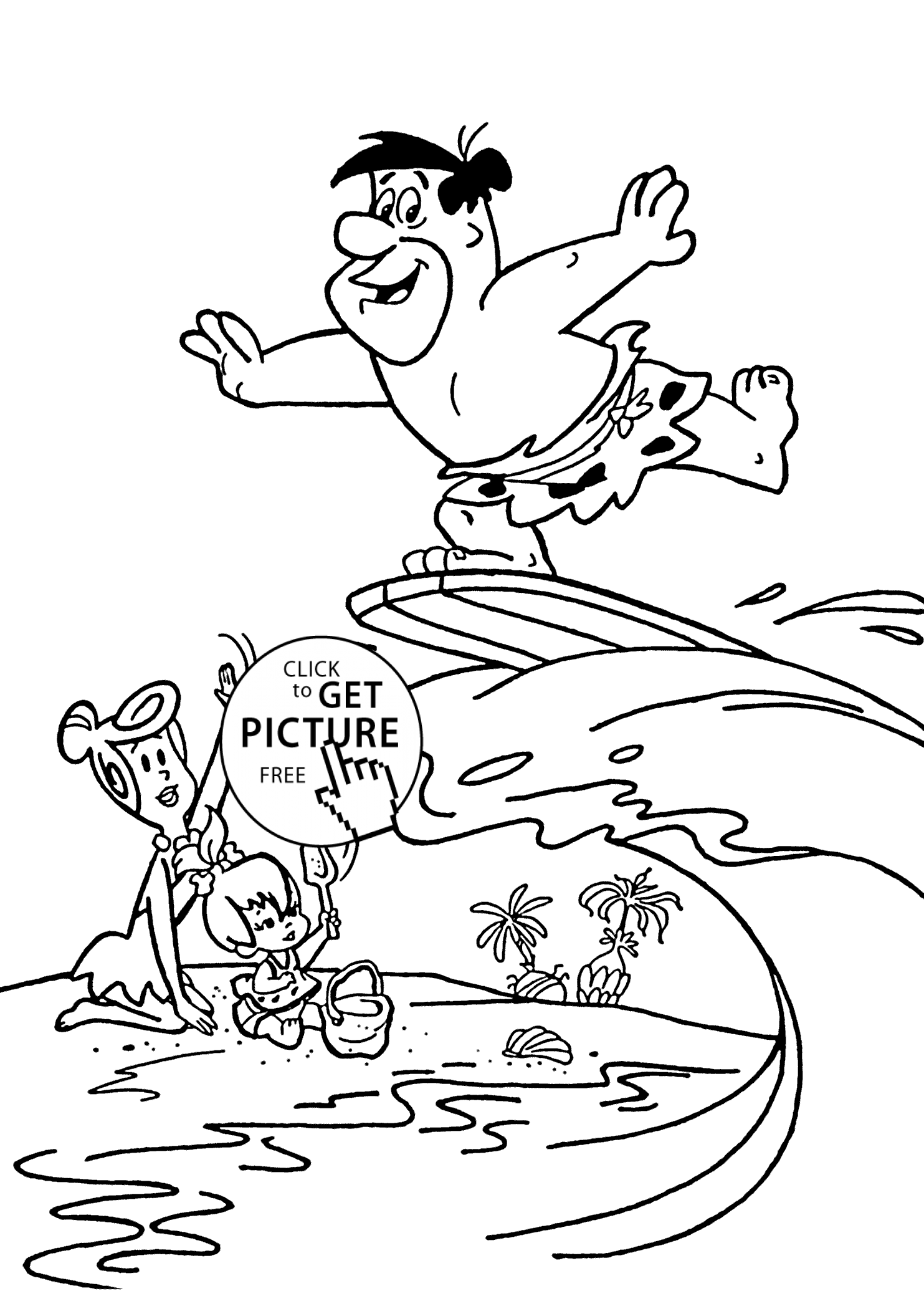 1483x2079 Fred Ride The Surfboard Coloring Pages For Kids, Printable Free