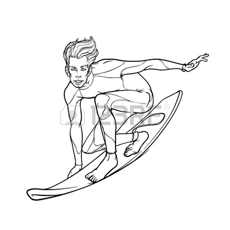 450x450 Summer Water Sport Activities. Smiling Surfer In Drysuit Riding