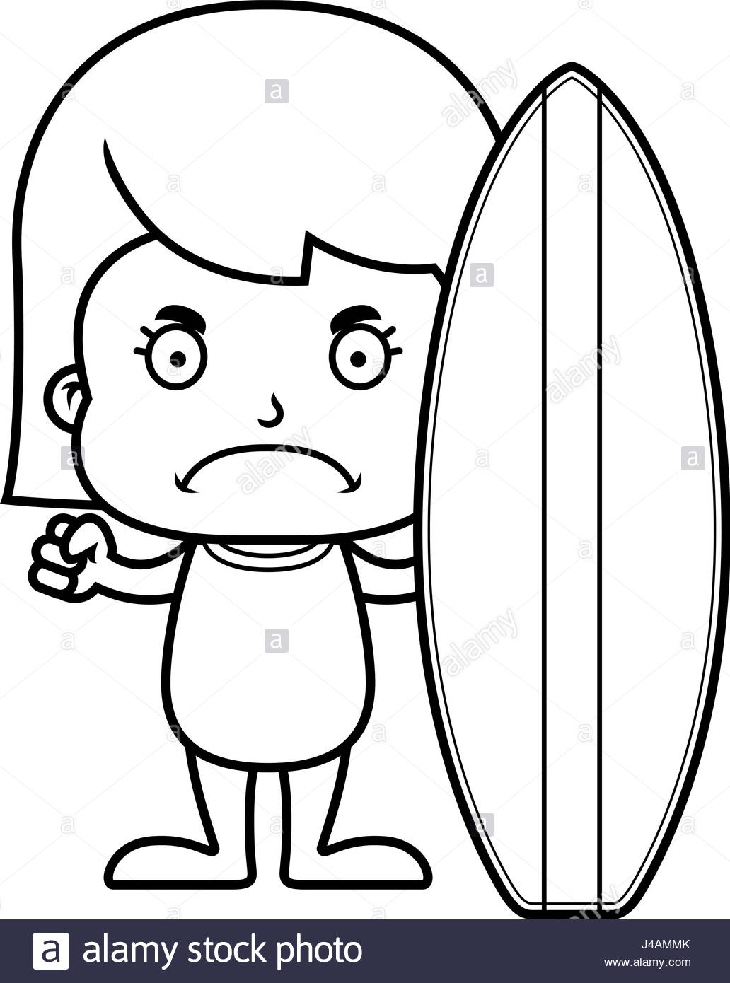 1032x1390 A Cartoon Surfer Girl Looking Angry Stock Vector Art