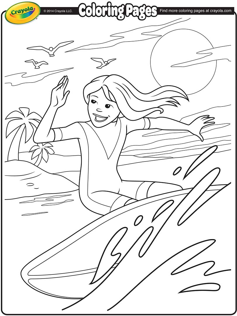 810x1080 Surfer Girl Coloring Page