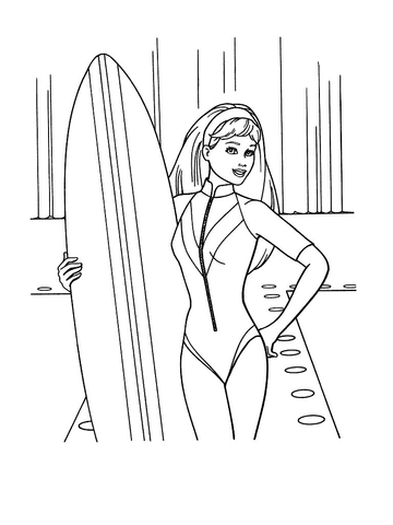 360x480 A Girl Surfer Coloring Page Free Printable Coloring Pages