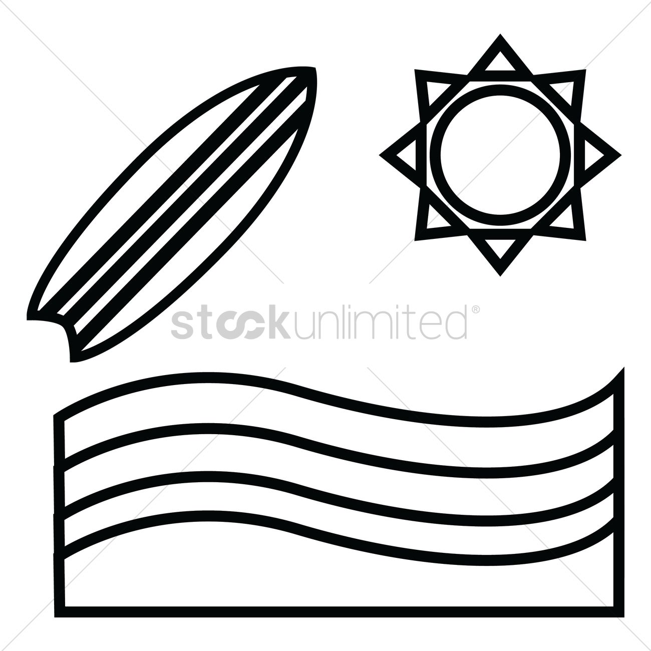 1300x1300 Surfboard On Beach Vector Image