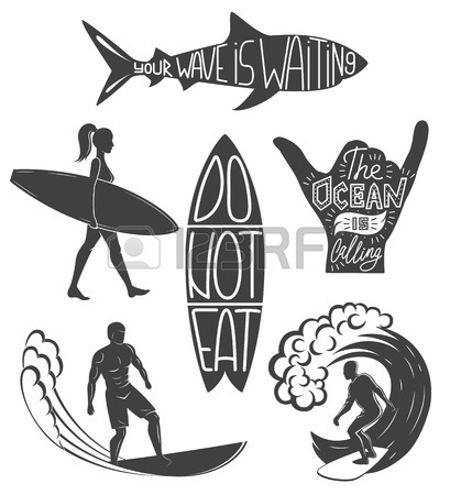 409x450 Woman Goes Surfing With Surfboard. Surf Vintage Logo. Vector