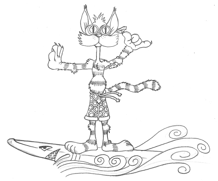 710x591 Drawing Club 2014 No1 Surfing Cat By Josephcrocono