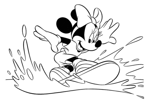 480x345 Minnie Mouse Surfing Coloring Page Free Printable Coloring Pages