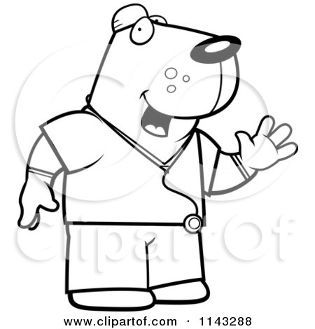 450x470 Cartoon Clipart Of A Black And White Dog Surgeon Doctor In Scrubs