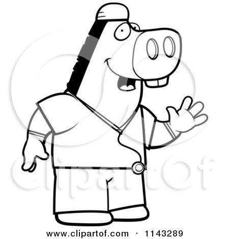 450x470 Cartoon Clipart Of A Black And White Donkey Surgeon Doctor