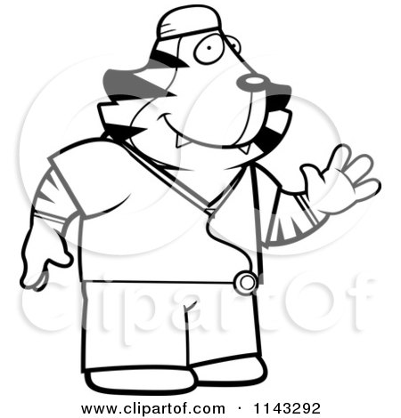 450x470 Cartoon Clipart Of A Black And White Tiger Surgeon Doctor