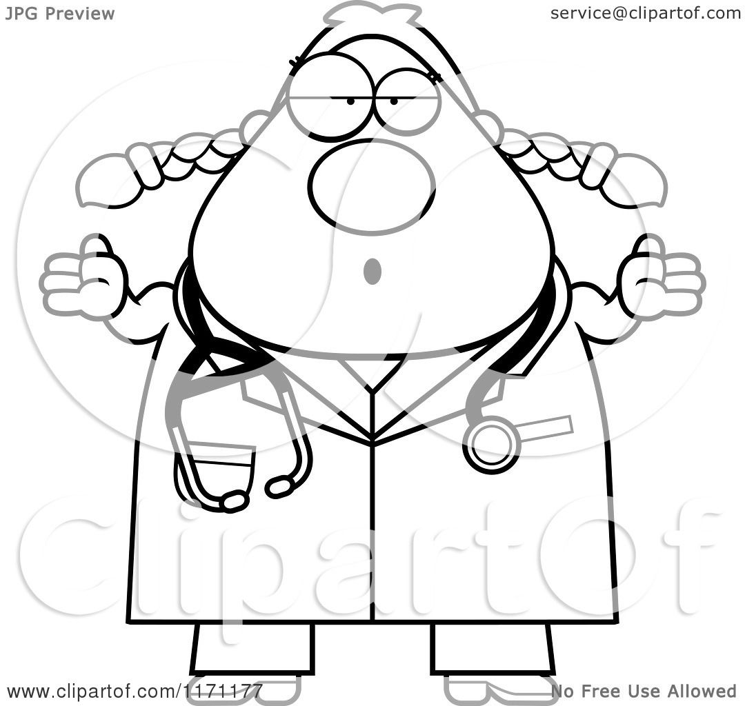 1080x1024 Cartoon Clipart Of A Careless Shrugging Female Surgeon Doctor