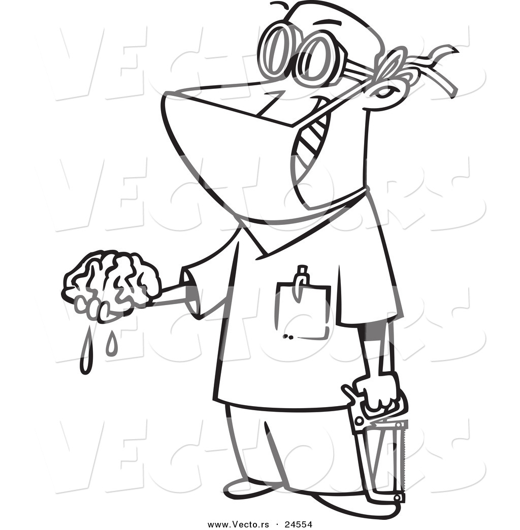 1024x1044 Vector Of A Cartoon Surgeon Holding A Brain Out