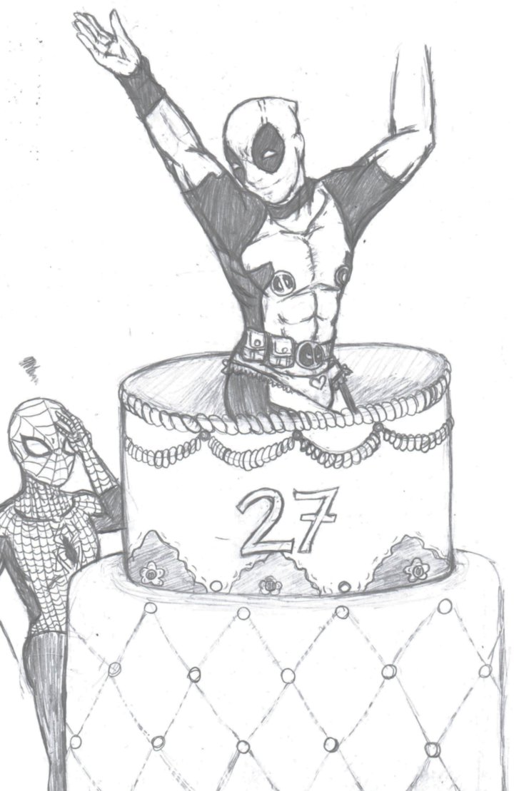720x1109 Deadpool Birthday Surprise (Sketchlines) By Arcanum Lacuna