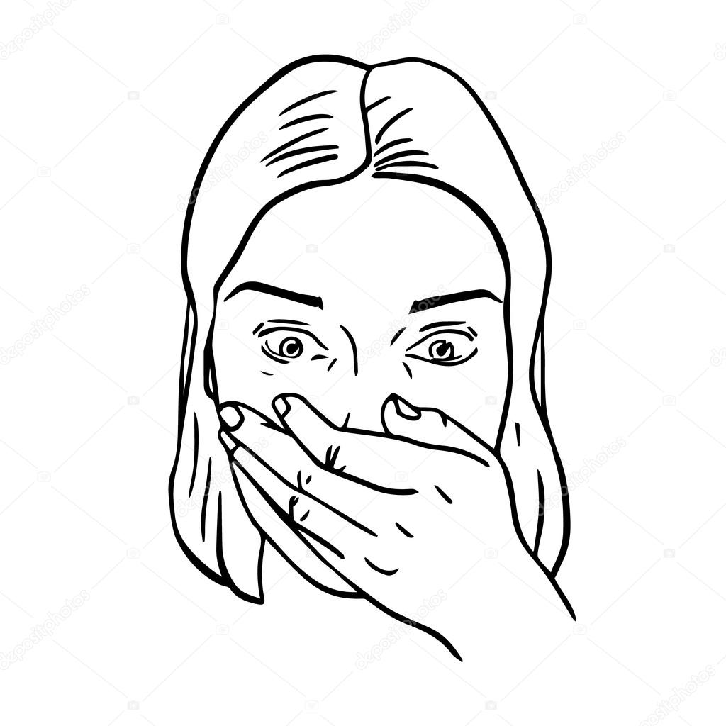 1024x1024 Portrait Of Surprised Or Amazed Woman. Vector Illustration Stock