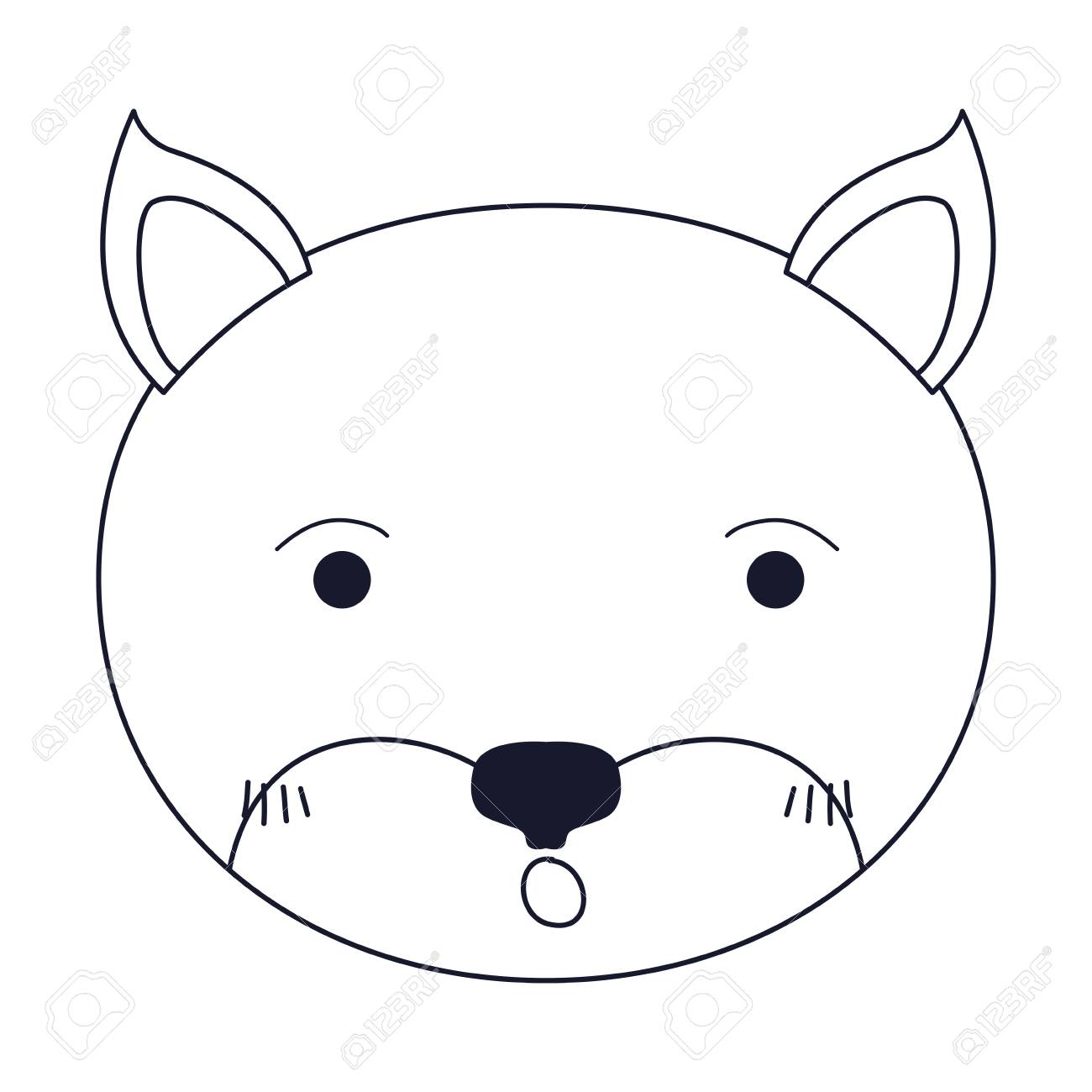 1300x1300 Sketch Silhouette Caricature Face Of Kitten Surprised Expression