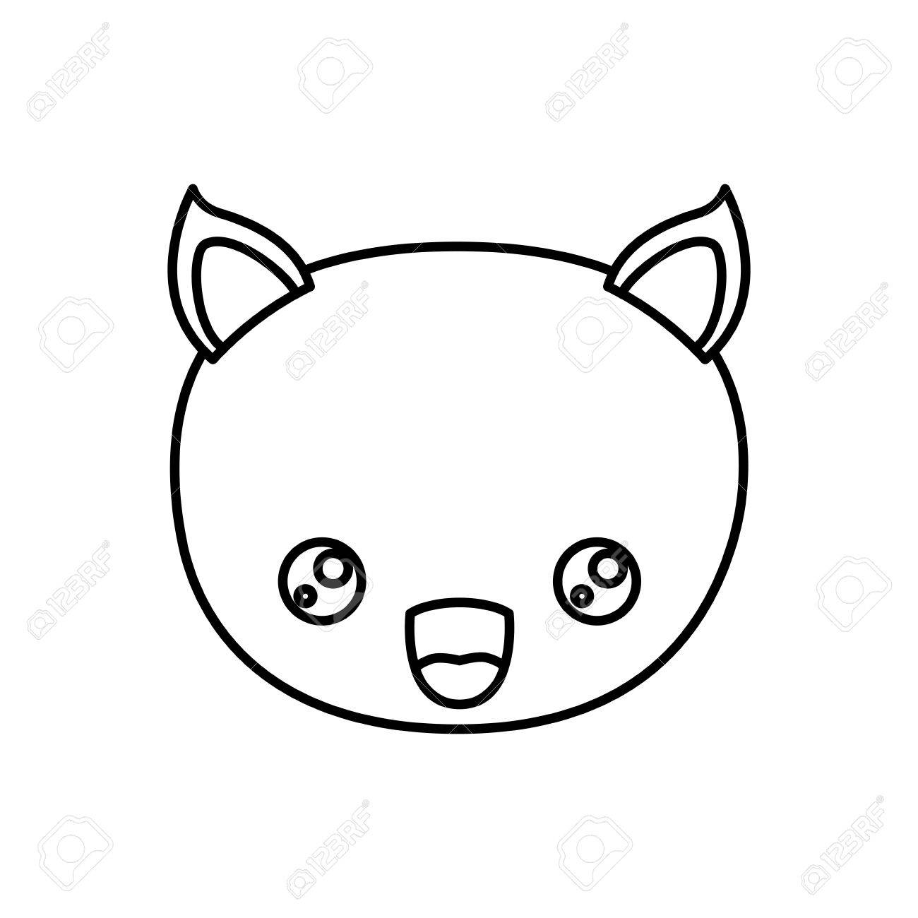 1300x1300 Sketch Silhouette Of Kawaii Caricature Face Cat Cute Animal