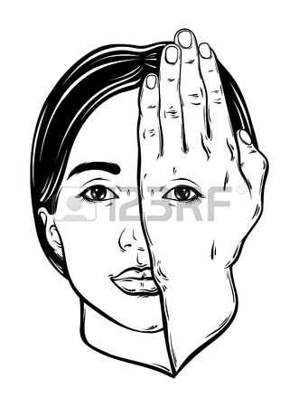 331x450 Vector Hand Drawn Illustration Of Woman Face With Eye On Her