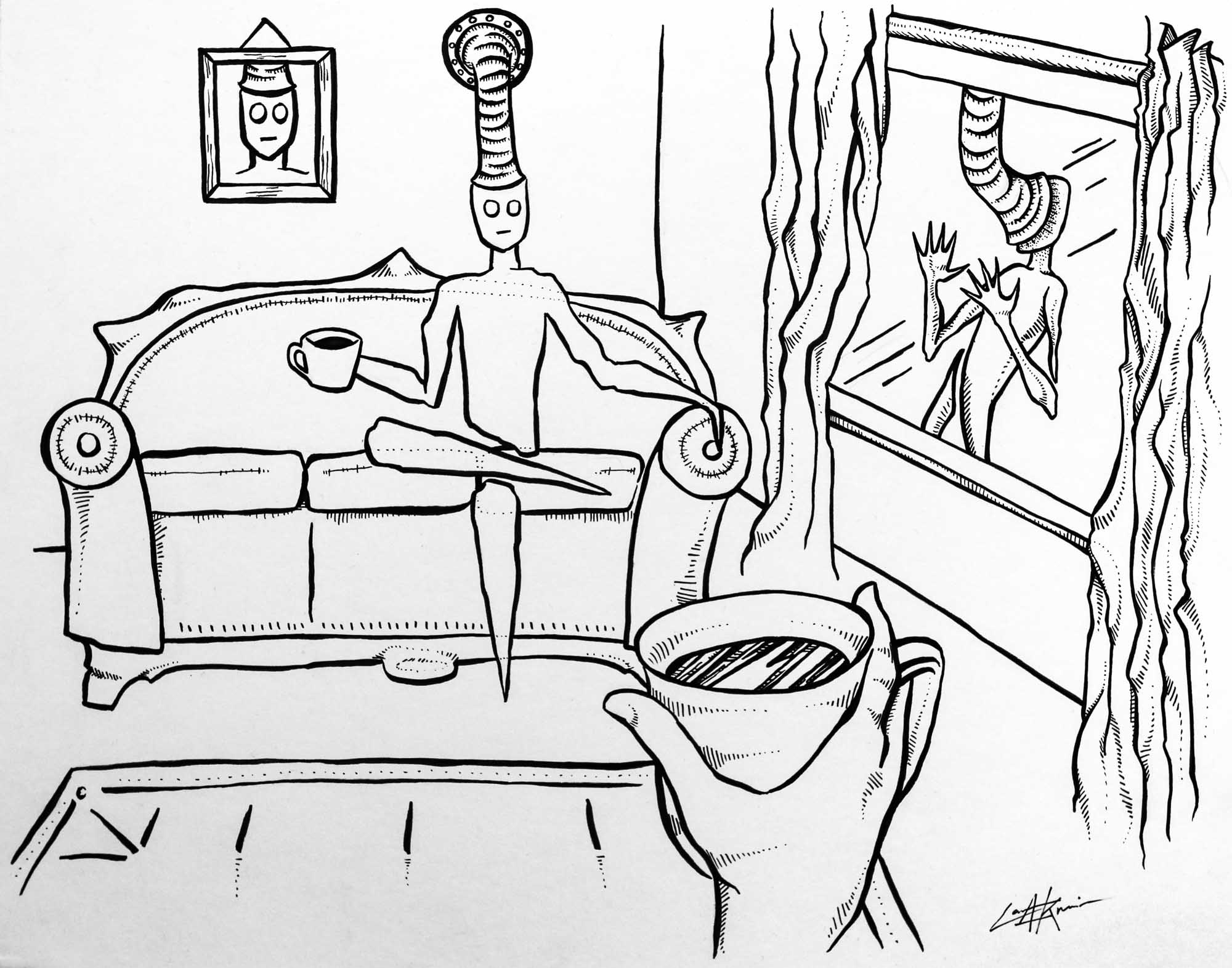 2000x1572 I Made A Ghost Of You (Ink Drawing) Surreal Art