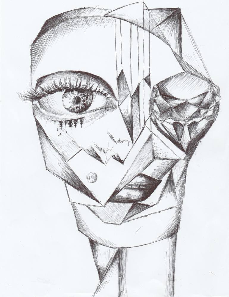 770x999 Saatchi Art Diamond Face Drawing By Milan Ori