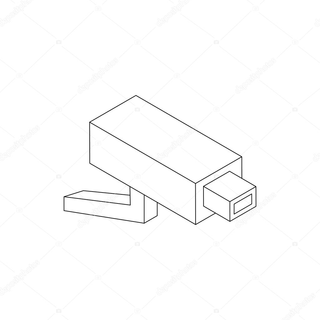 1024x1024 Surveillance Camera Icon, Isometric 3d Style Stock Vector