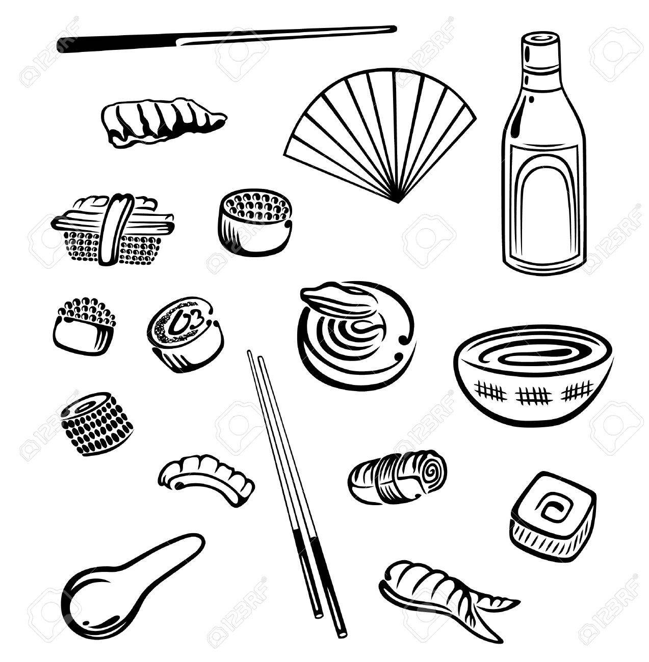1273x1300 Asian Food, Sushi Vector Set Royalty Free Cliparts, Vectors,