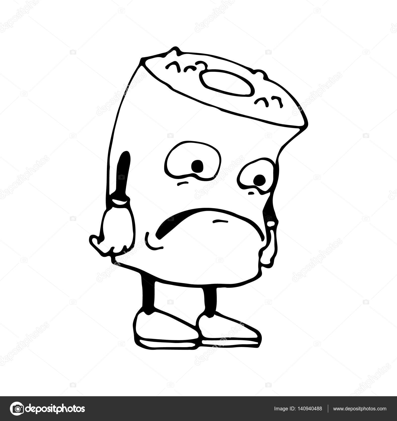 1600x1700 Sushi In Cartoon Style. Sad. Sketch. Vector Isolated Image