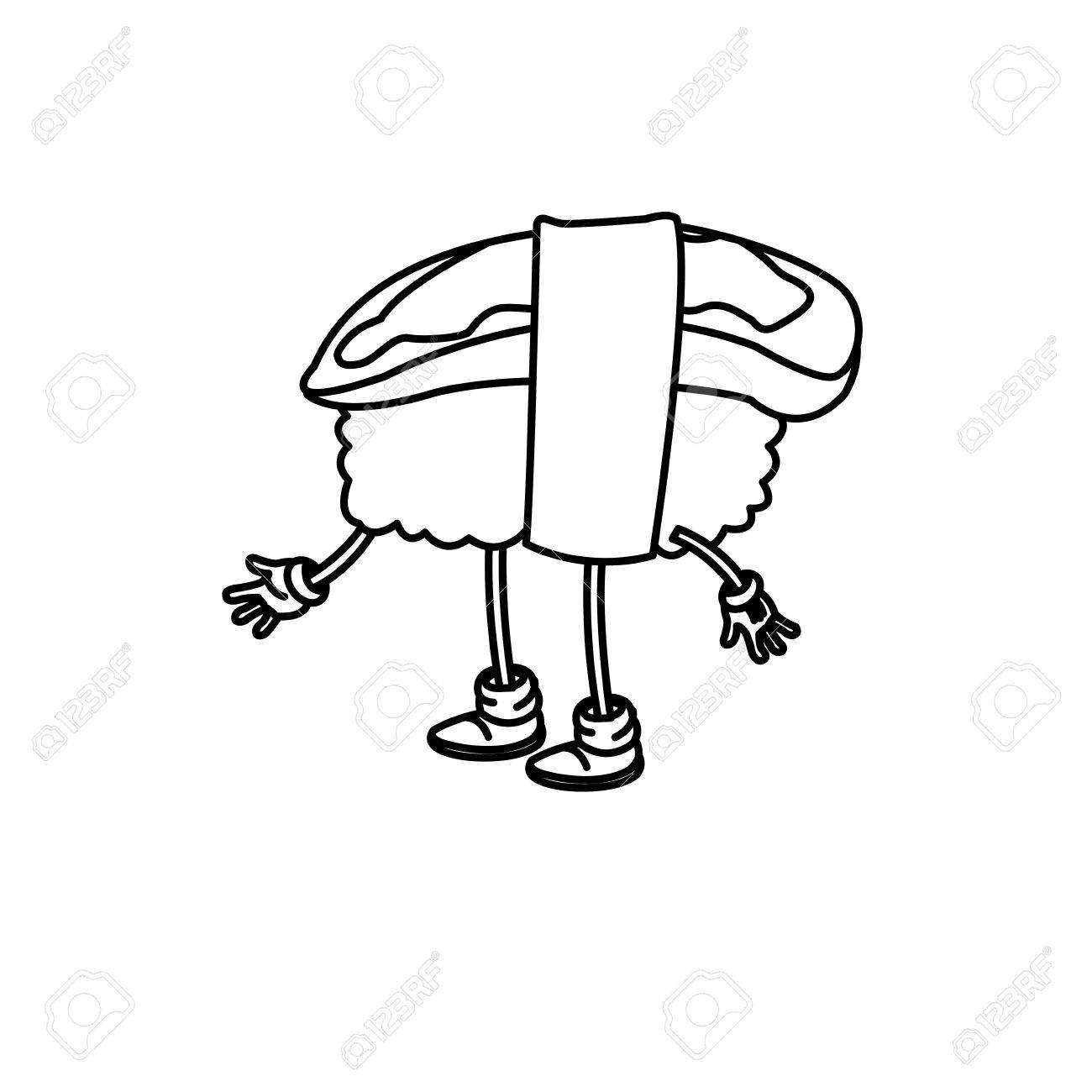 1300x1300 Cartoon Sushi Rice Wrap Food Chinese Vector Illustration Royalty