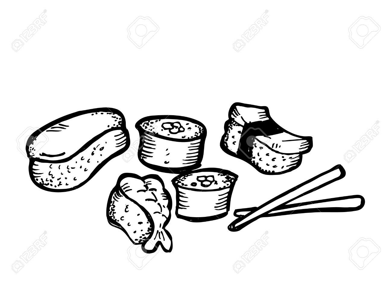 1300x998 Sushi Roll Doodle Royalty Free Cliparts, Vectors, And Stock