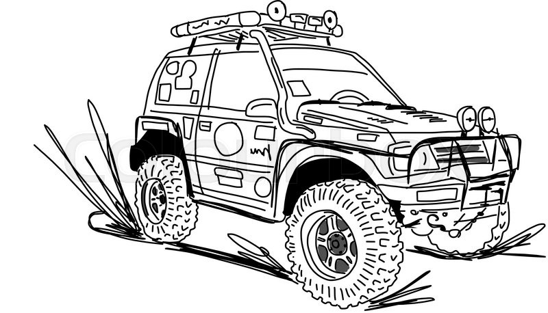 800x458 Tuned Suv Car, Sketch For Your Design. Vector Illustration Stock