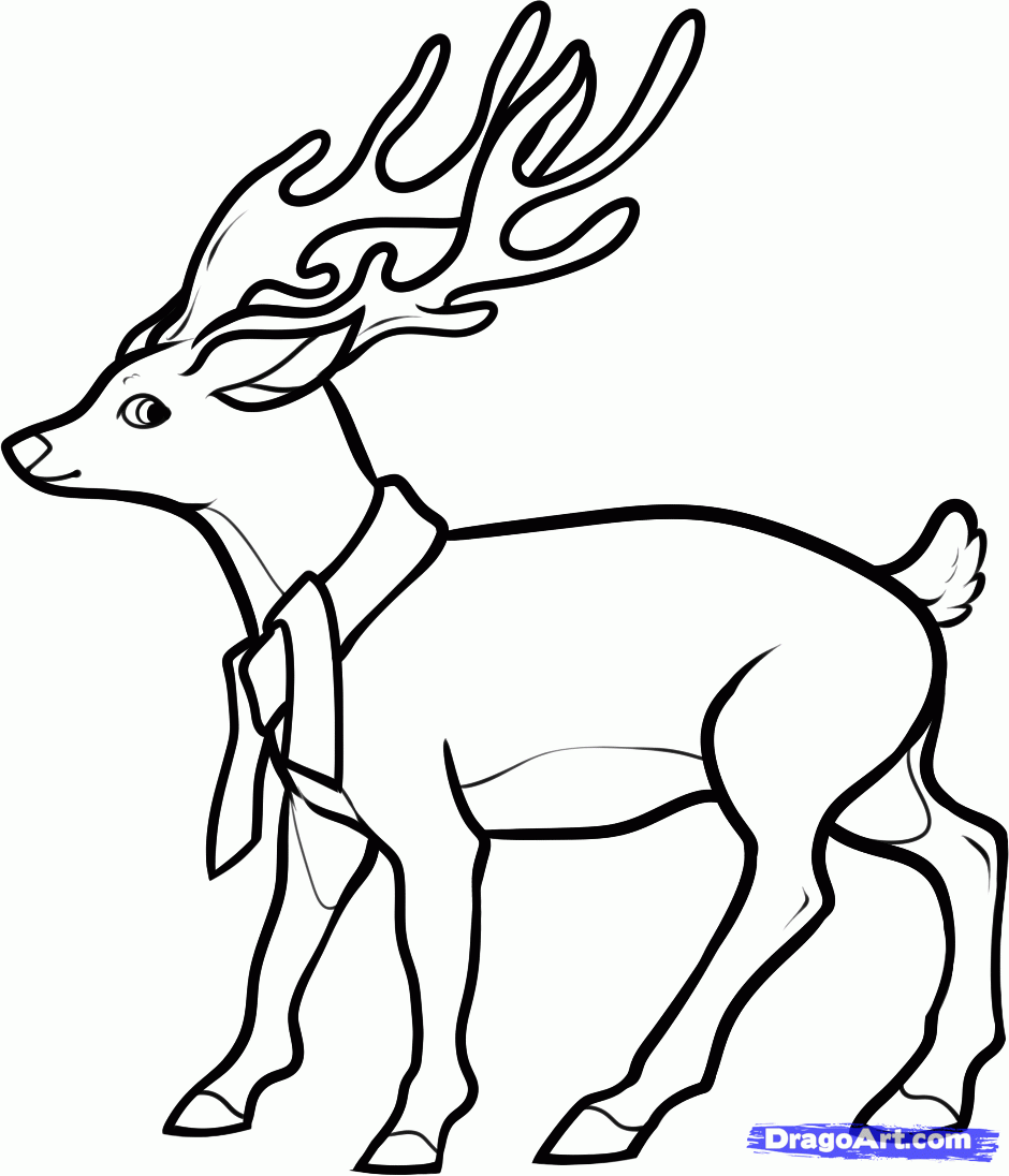 940x1096 Drawn Reindeer Line Drawing