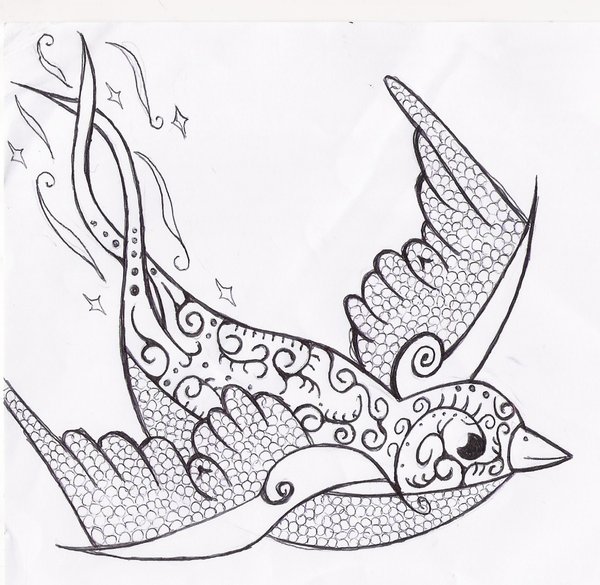 600x585 Henna Tribal Swallow By Rainbowmarshmallow