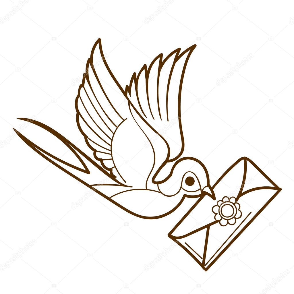 1024x1024 Swallow With A Letter Sketch Tattoo On A White Background Outline