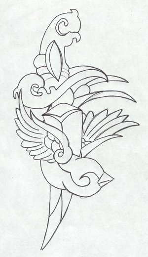 300x520 Dagger N Swallow Tattoo Design In 2017 Real Photo, Pictures