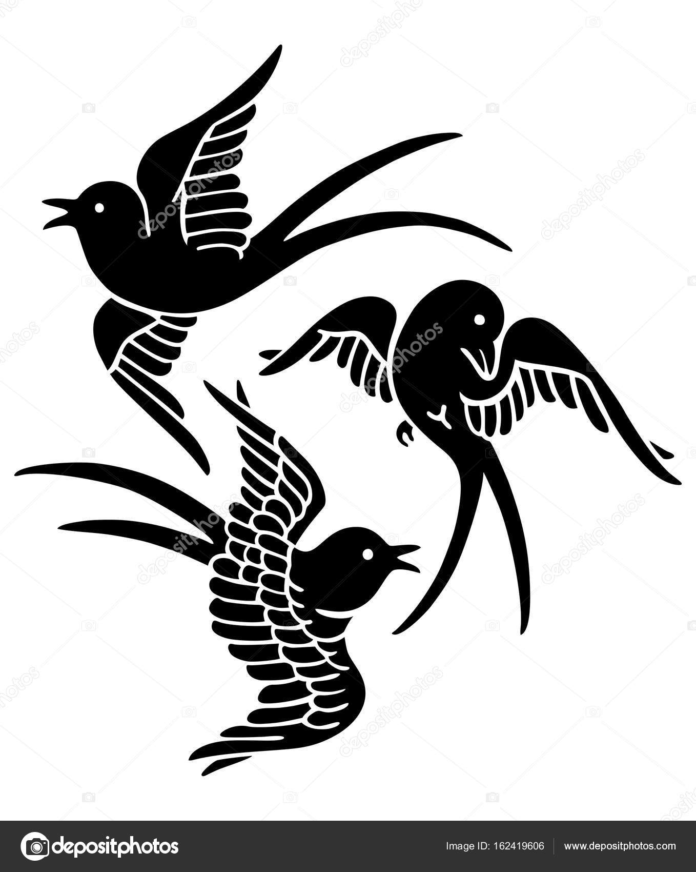 1358x1700 Swallows In Flight, Symbol Stock Vector Dilaia