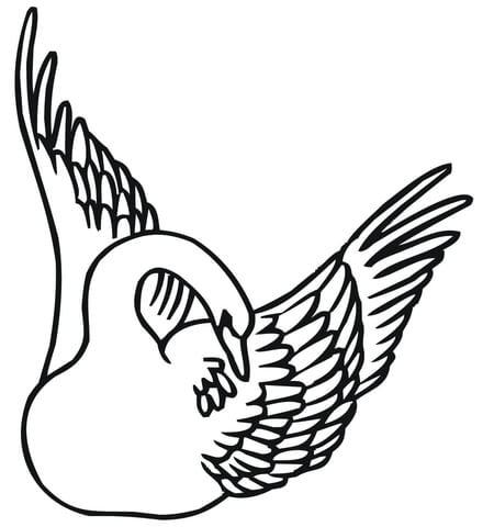 450x480 Swan Swimming With Wings Up Coloring Page Free Printable