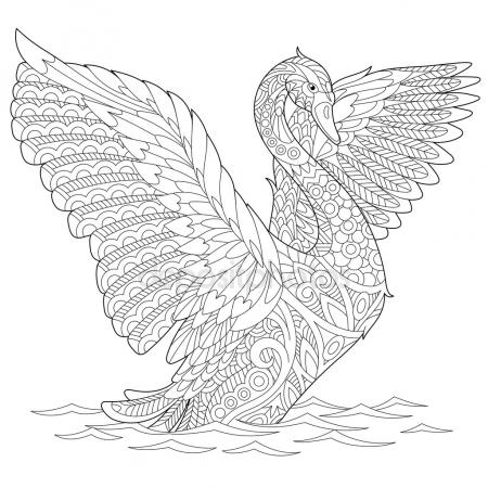 450x450 Two Swans On Water With Moon And Stars In Background. Heart Shape