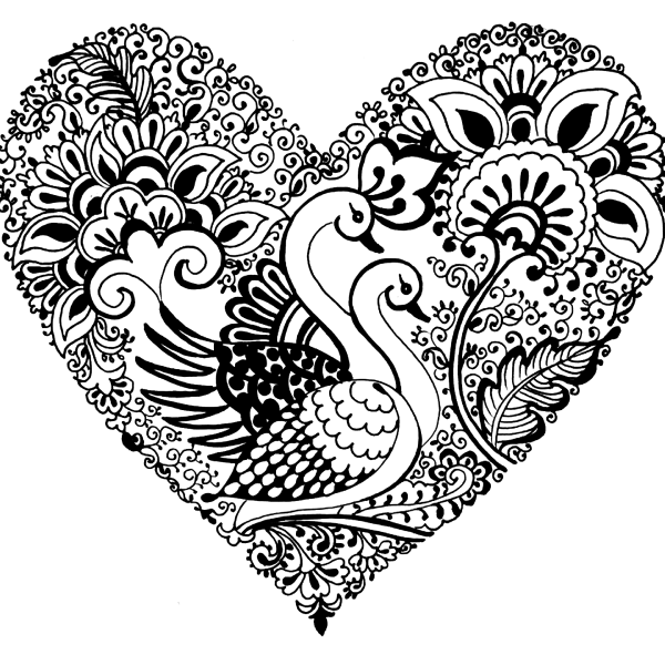 600x600 Buy Swan Pair In Bampw Heart T Shirts For Men Online In India