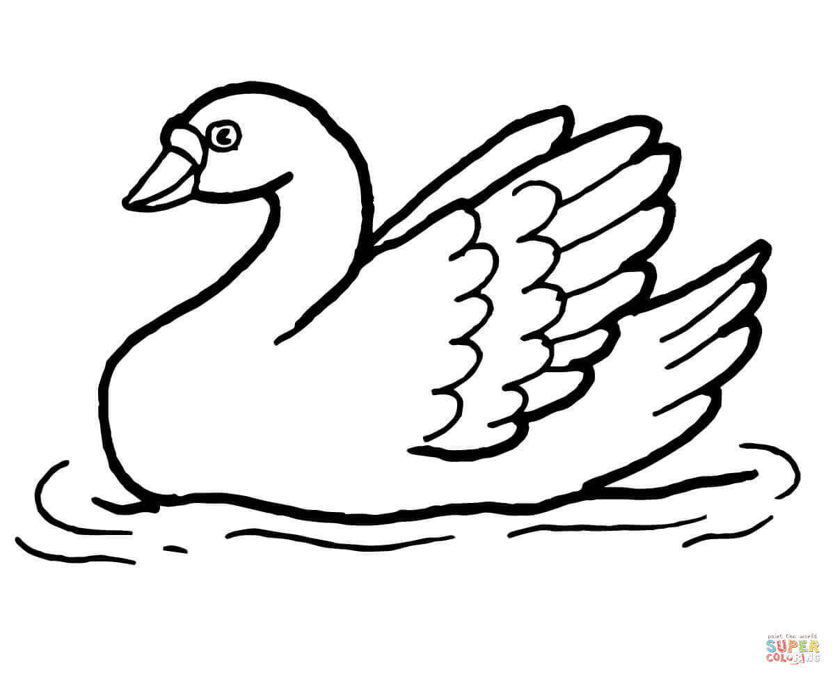 1200x976 Swan In The Water Coloring Page Free Printable Coloring Pages