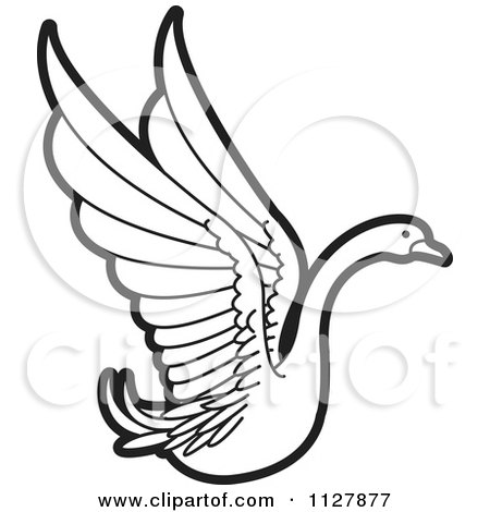 450x470 Clipart Of A Silver Swan Flying