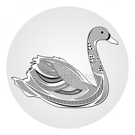 450x450 Vector Minimalistic Swan Logo. Beautiful Black Swan Tattoo Stock