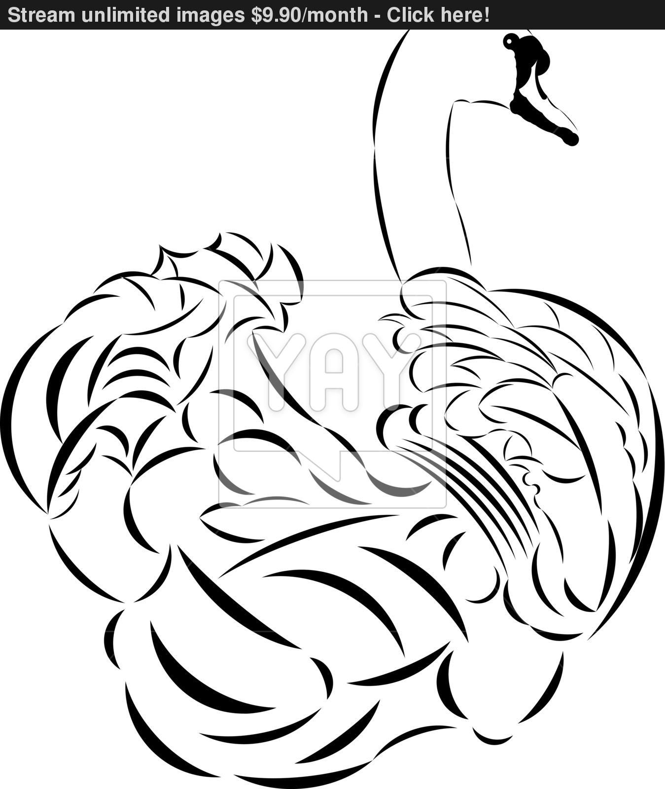 1349x1600 Vector Tattoo Style Swan. Vector